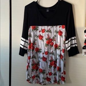 Elbow length rose shirt